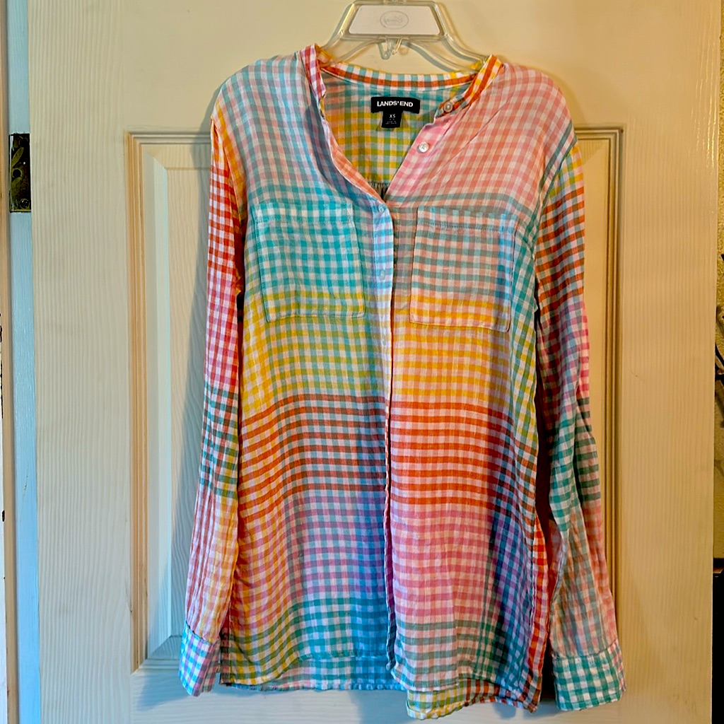 Rainbow Gingham Button Up
